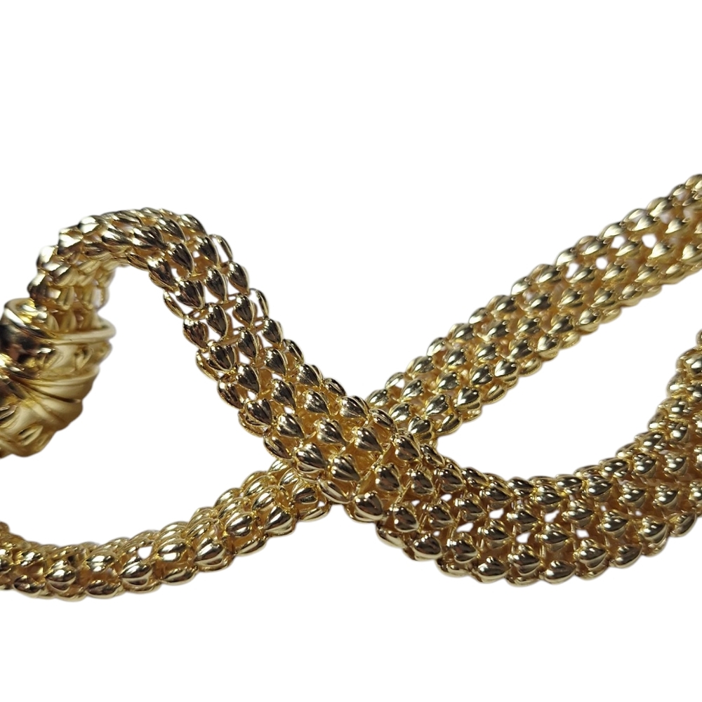Chunky Gold Tone Choker Collar Necklace Magnetic Front Closure 14" - Picture 5 of 8